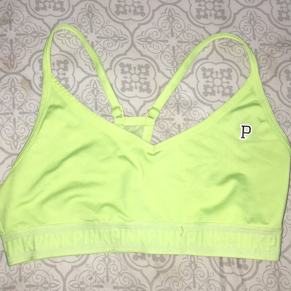 Large neon yellow/ green “pink” spirts bra